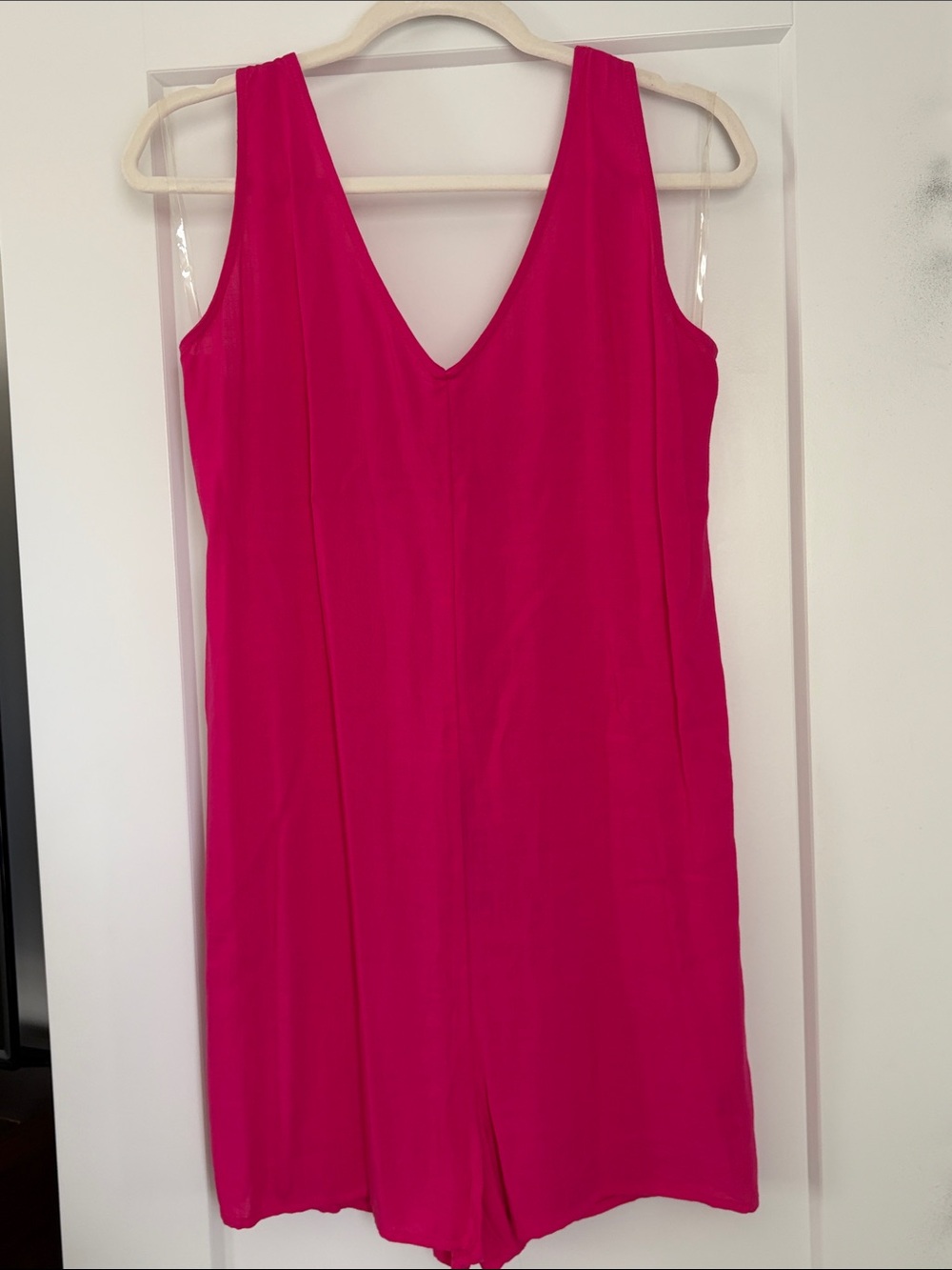 Women's Hot Pink V-Neck Romper